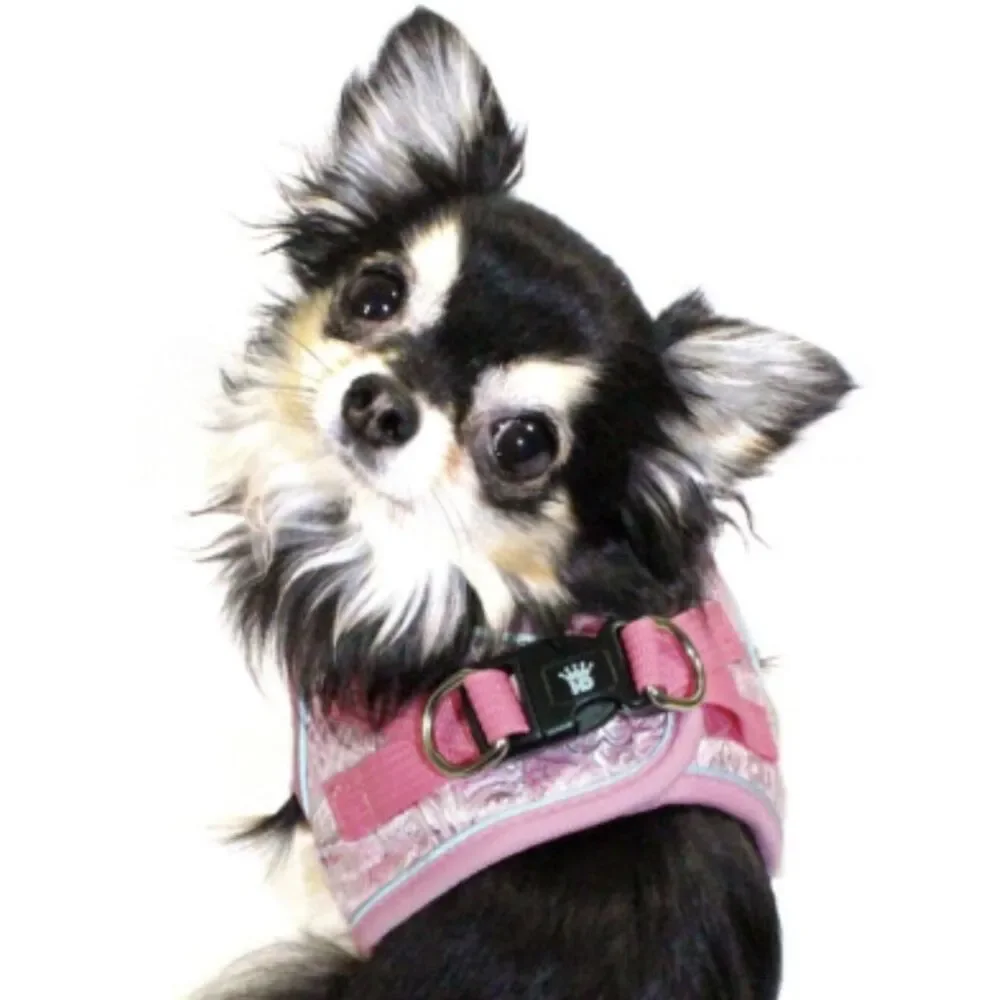 Pet Reflective Harness Vest - Pink Royal Elegance - SZ S  Fits14-16” girth/chest